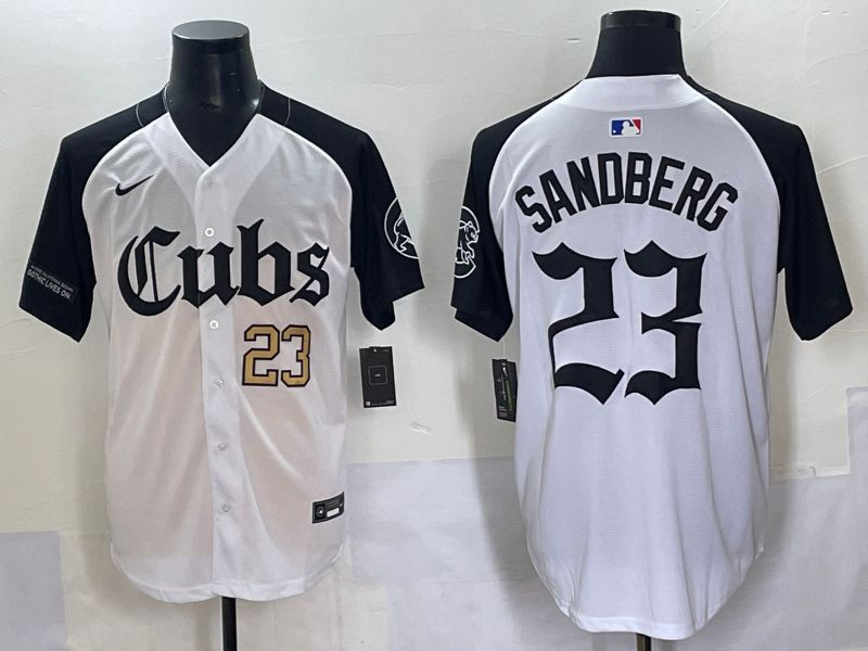 Men 2025 Chicago Cubs #23 Sandberg White black Five generations Joint Name Nike MLB Jersey style 6235->new york yankees->MLB Jersey